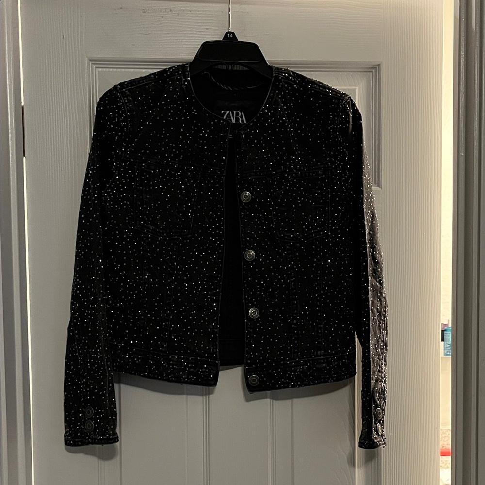 Zara Black Sparkle Jean Jacket